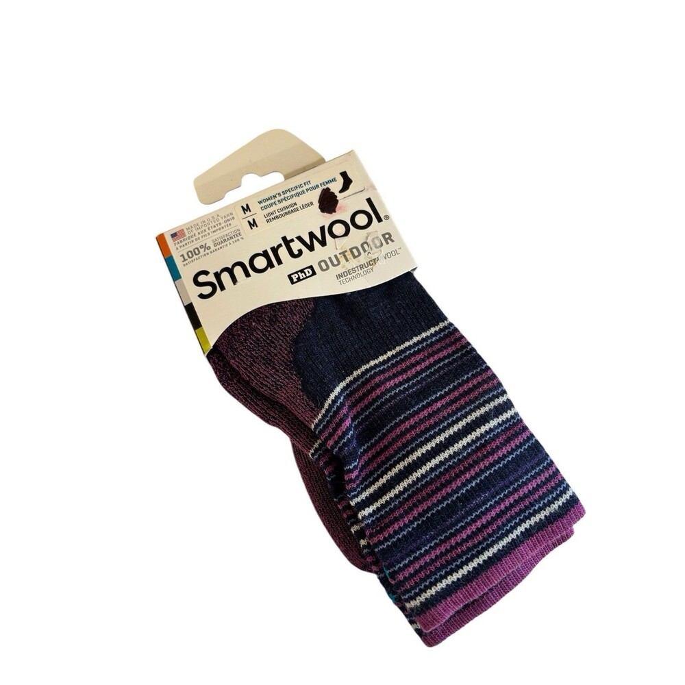 Smartwool PhD Outdoor Wool Socks Women's size Medium Striped multicolor NWT